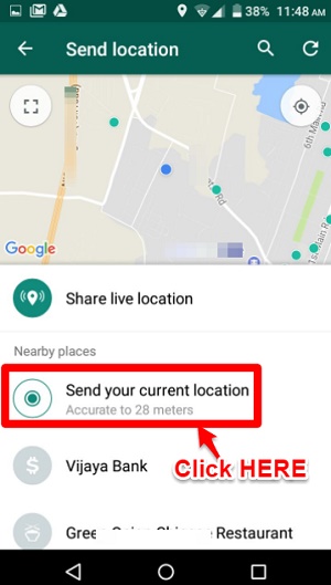 WhatsApp Live Location - Send current location